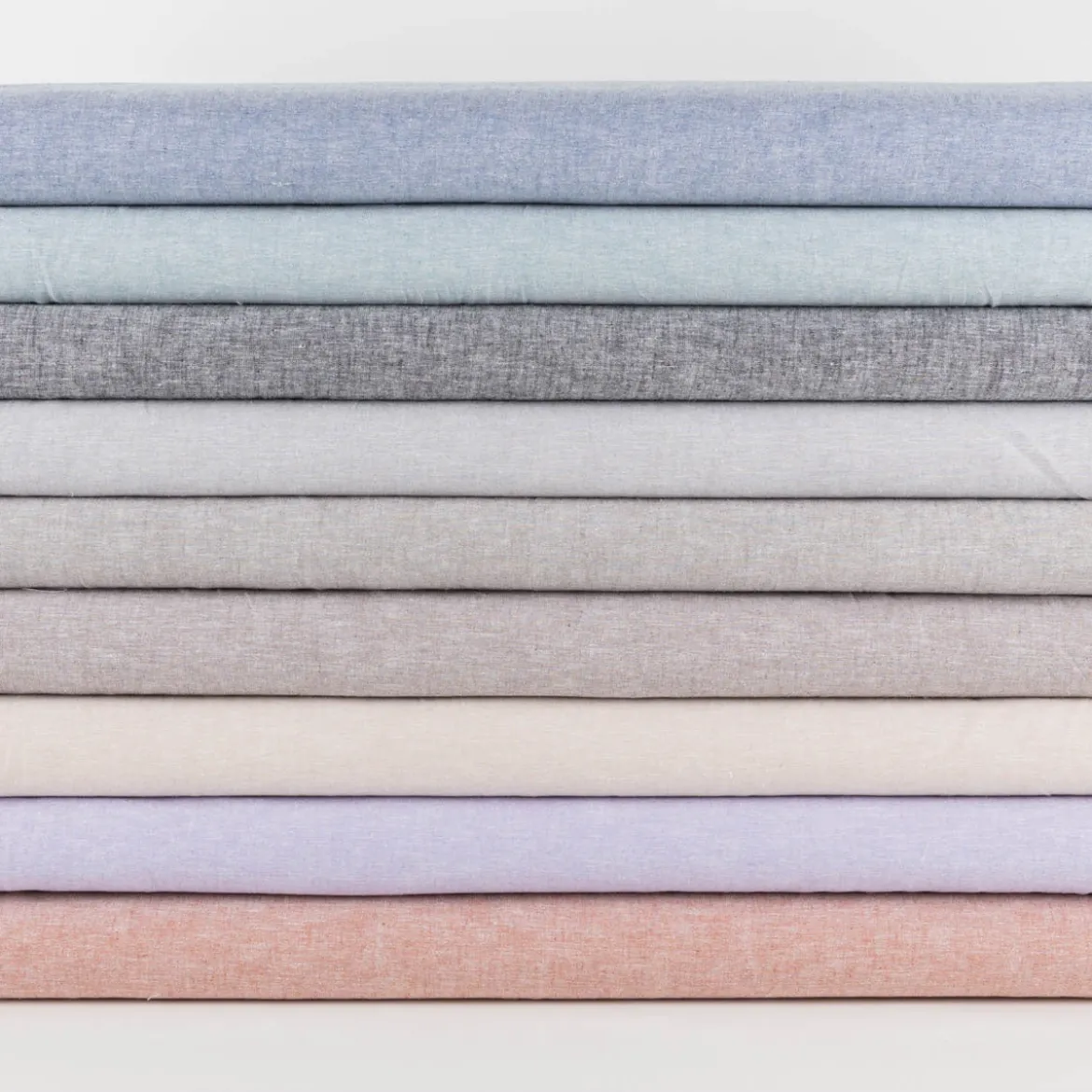 Leinen-Baumwollstoff Chambray uni meliert hellgrau 1,38m Breite