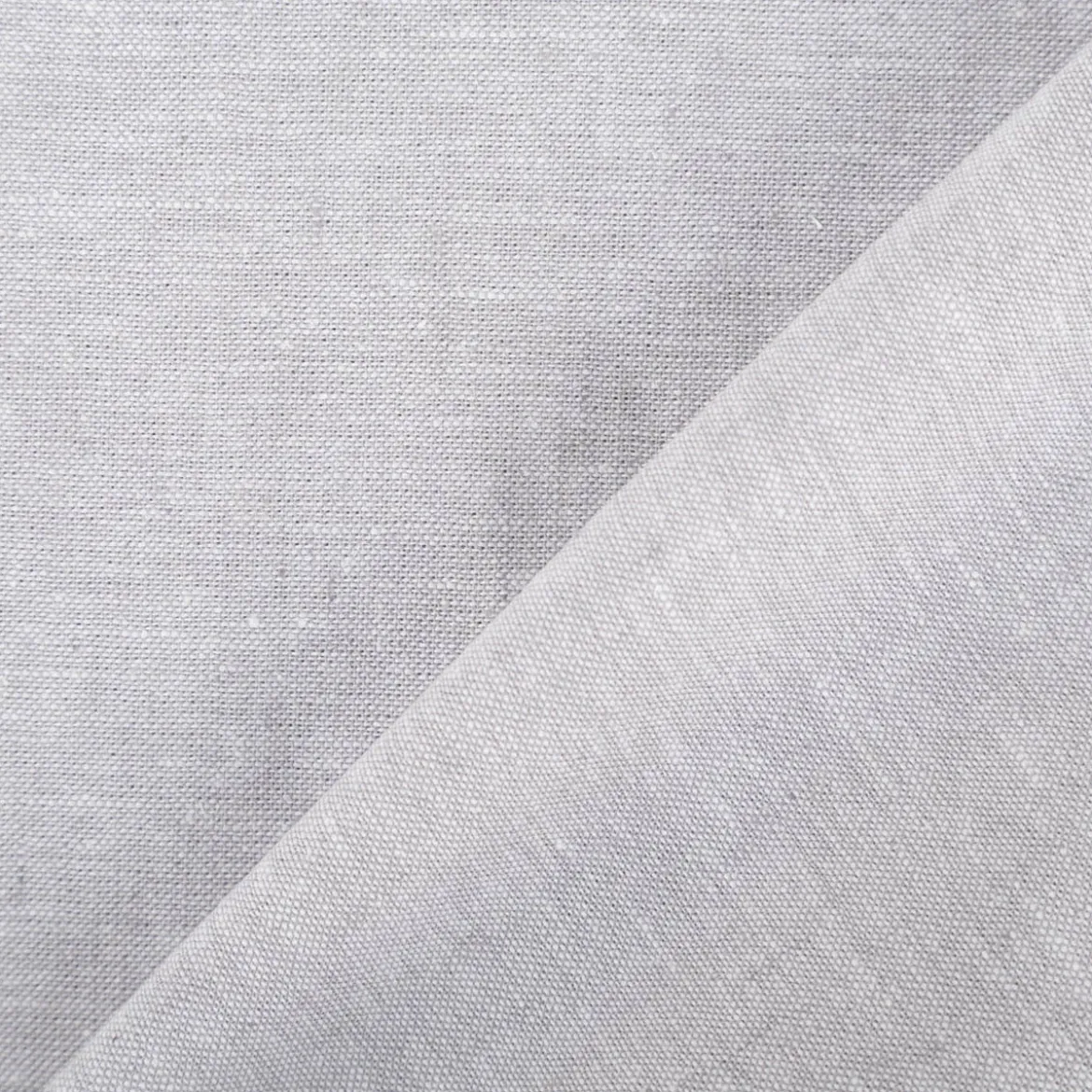 Leinen-Baumwollstoff Chambray uni meliert hellgrau 1,38m Breite