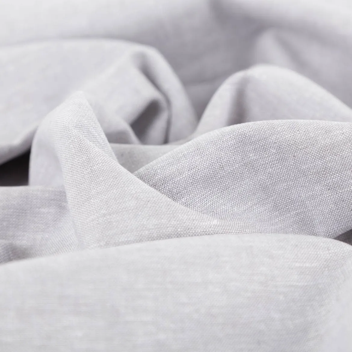 Leinen-Baumwollstoff Chambray uni meliert hellgrau 1,38m Breite