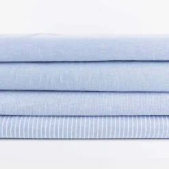 Leinen-Baumwollstoff Chambray uni meliert hellblau 1,38m Breite