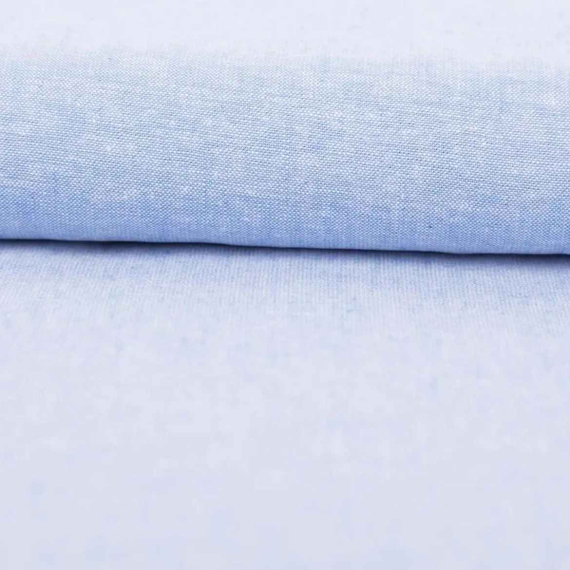 Leinen-Baumwollstoff Chambray uni meliert hellblau 1,38m Breite
