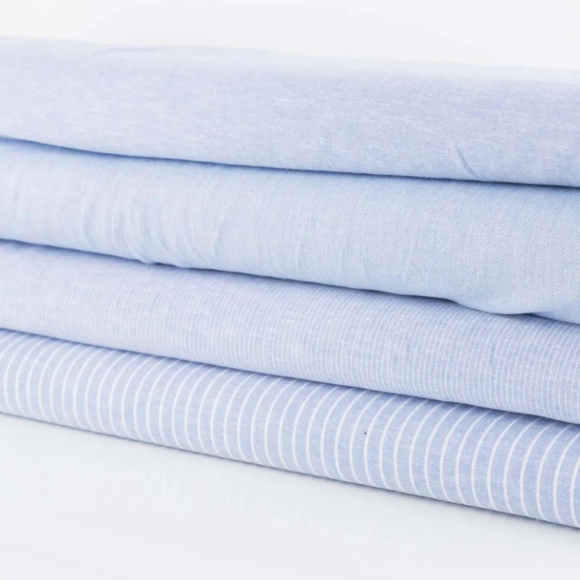 Leinen-Baumwollstoff Chambray uni meliert hellblau 1,38m Breite