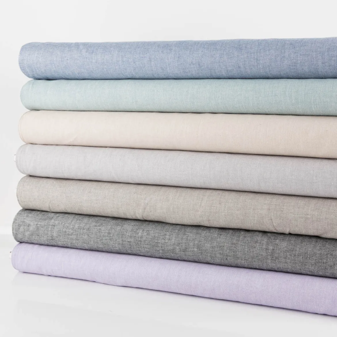 Leinen-Baumwollstoff Chambray Fischgrät meliert schwarz 1,38m Breite
