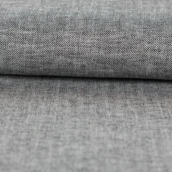 Leinen-Baumwollstoff Chambray Fischgrät meliert schwarz 1,38m Breite