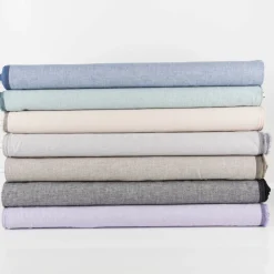 Leinen-Baumwollstoff Chambray Fischgrät meliert schwarz 1,38m Breite
