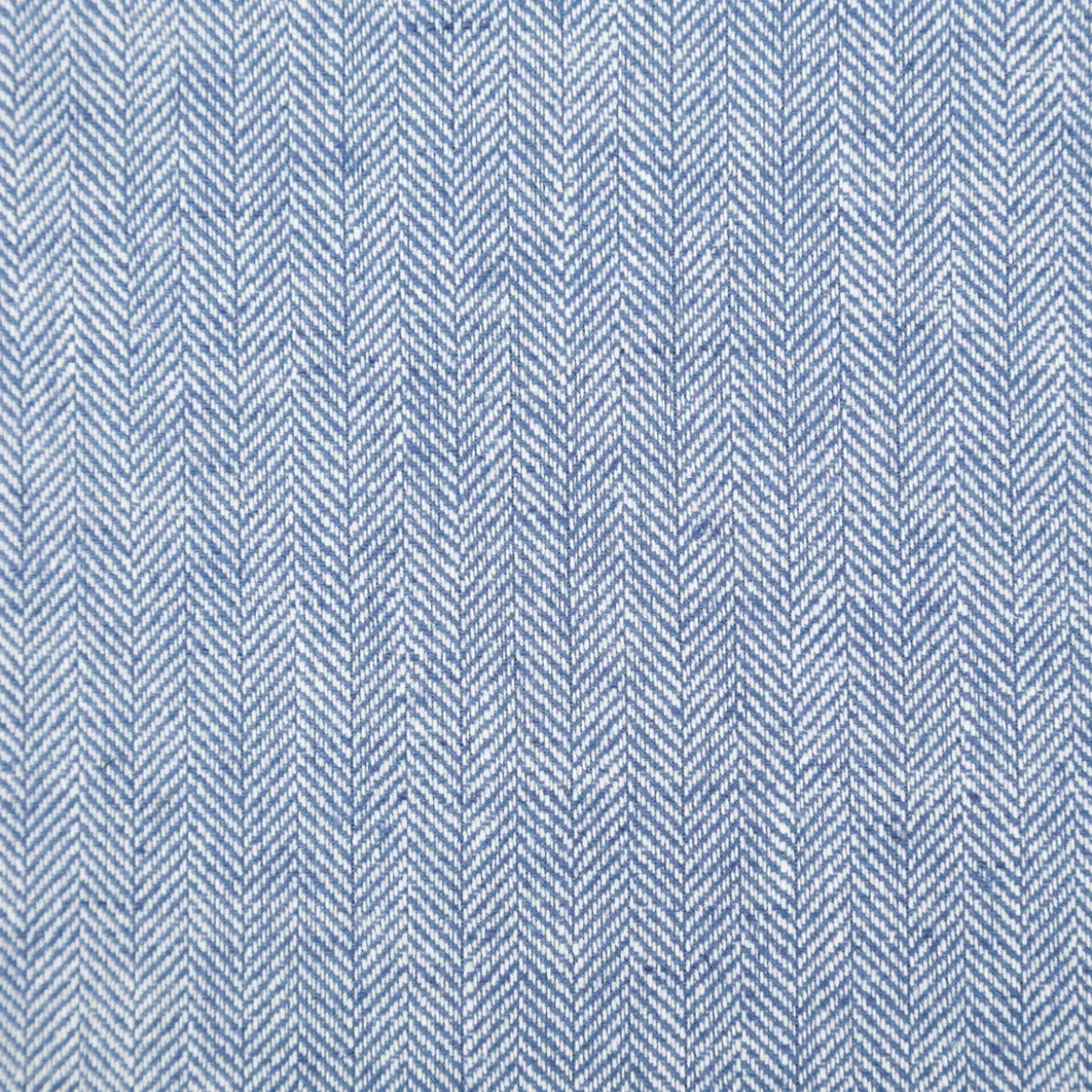 Leinen-Baumwollstoff Chambray Fischgrät meliert blau 1,38m Breite