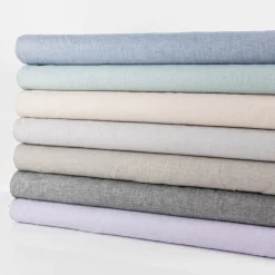 Leinen-Baumwollstoff Chambray Fischgrät meliert flieder 1,38m Breite