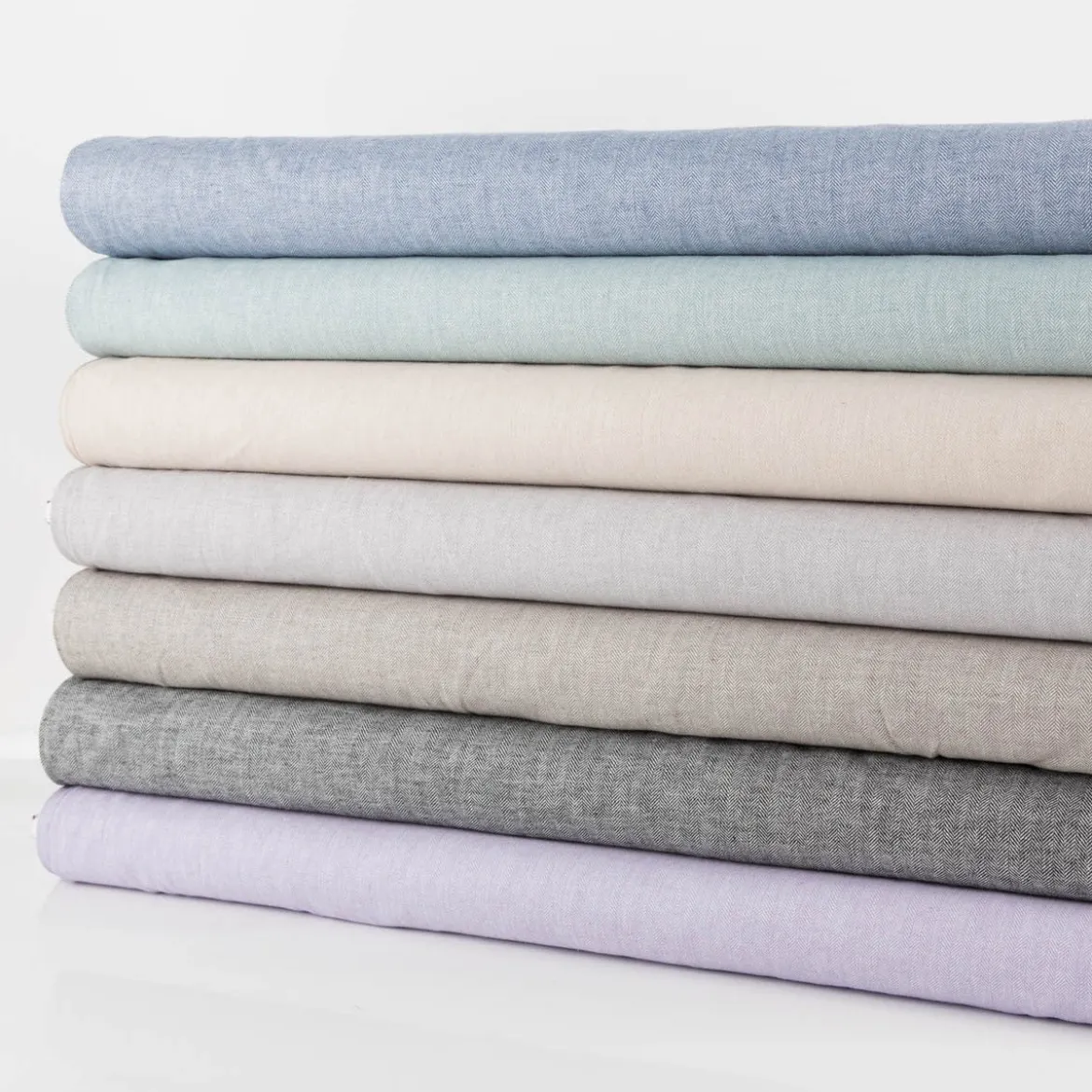 Leinen-Baumwollstoff Chambray Fischgrät meliert flieder 1,38m Breite
