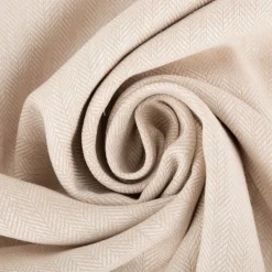 Leinen-Baumwollstoff Chambray Fischgrät meliert helles Beige 1,38m Breite