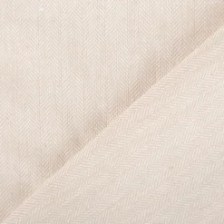 Leinen-Baumwollstoff Chambray Fischgrät meliert helles Beige 1,38m Breite