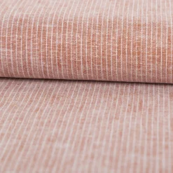 Leinen-Baumwollstoff Chambray Nadelstreifen meliert ziegelrot 1,38m Breite