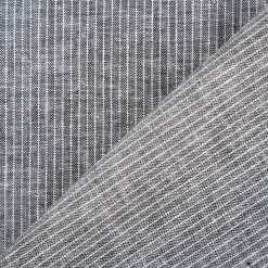 Leinen-Baumwollstoff Chambray Nadelstreifen meliert schwarz 1,38m Breite