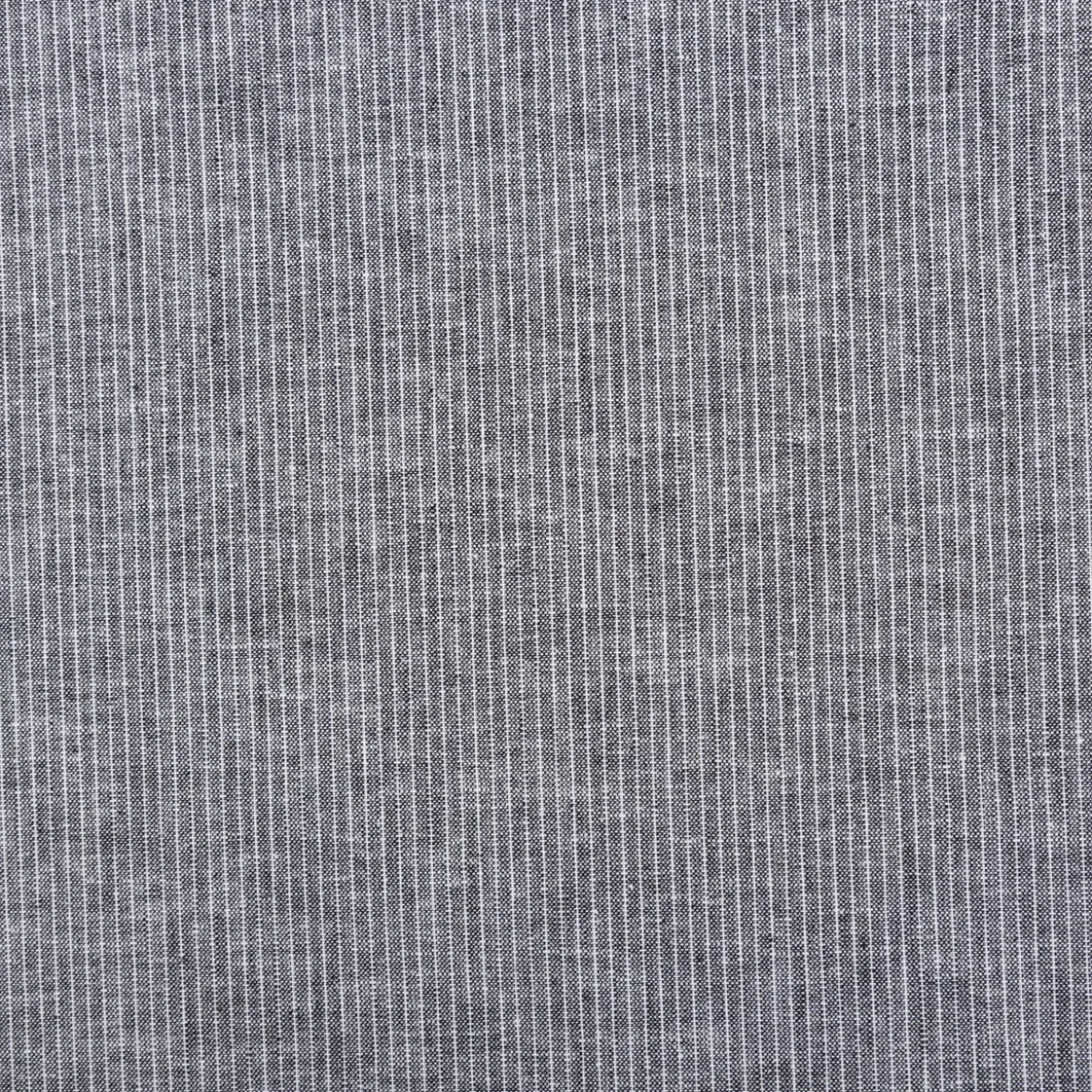 Leinen-Baumwollstoff Chambray Nadelstreifen meliert schwarz 1,38m Breite