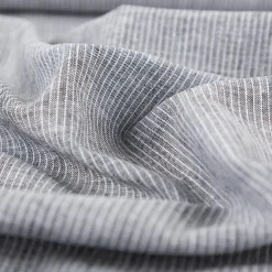 Leinen-Baumwollstoff Chambray Nadelstreifen meliert schwarz 1,38m Breite