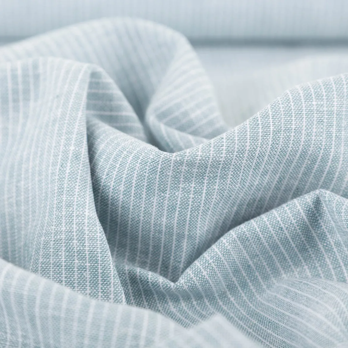 Leinen-Baumwollstoff Chambray Nadelstreifen meliert mint 1,38m Breite