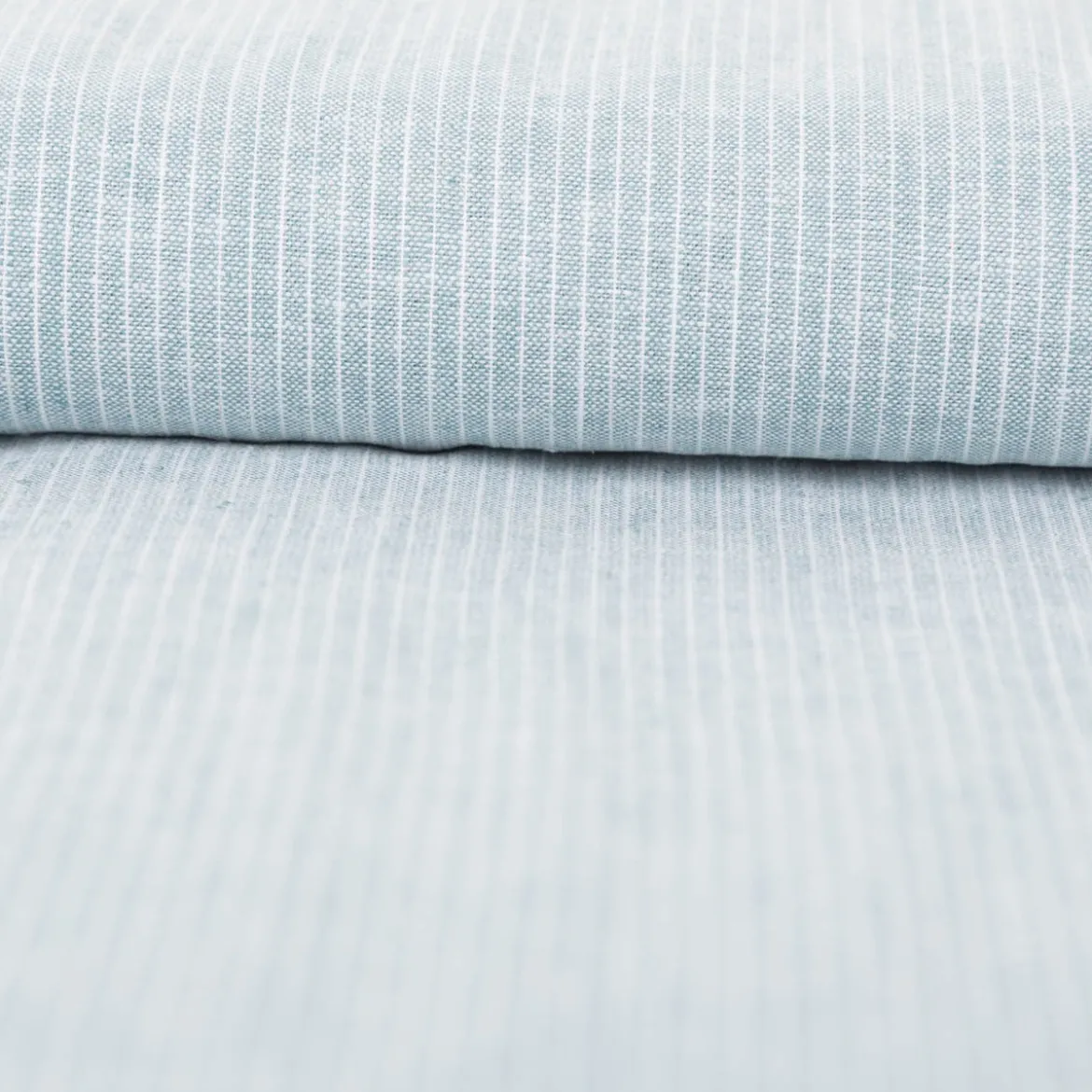 Leinen-Baumwollstoff Chambray Nadelstreifen meliert mint 1,38m Breite
