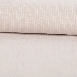 Leinen-Baumwollstoff Chambray Nadelstreifen meliert helles Beige 1,38m Breite