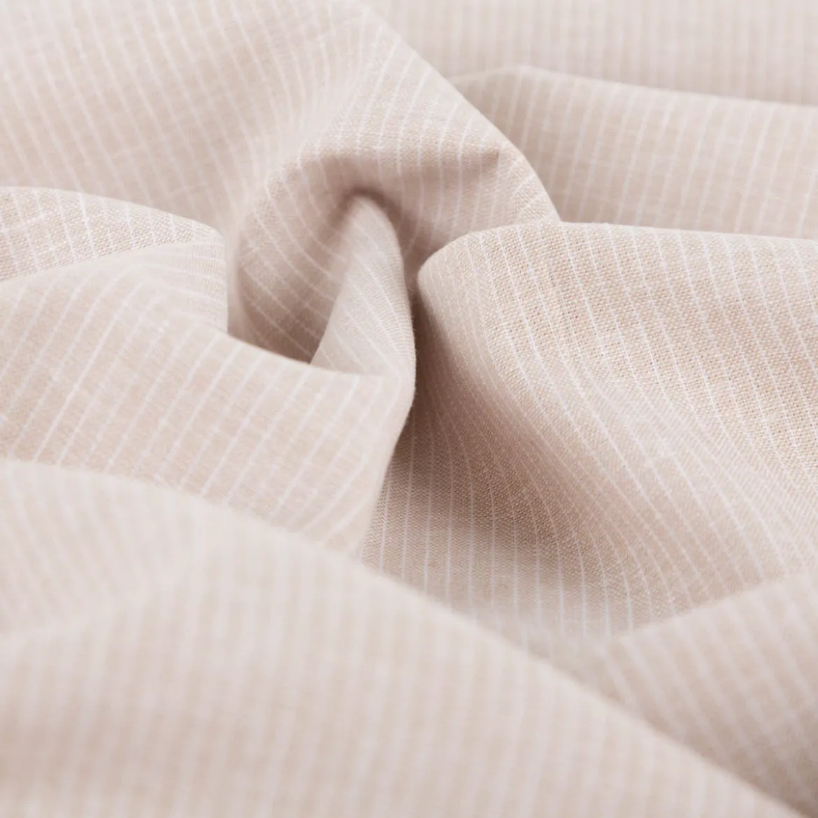 Leinen-Baumwollstoff Chambray Nadelstreifen meliert helles Beige 1,38m Breite