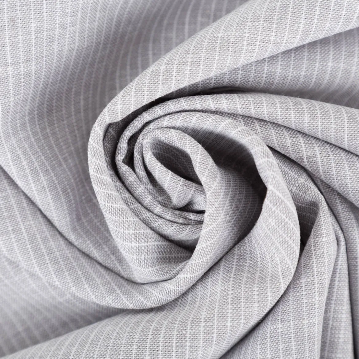 Leinen-Baumwollstoff Chambray Nadelstreifen meliert hellgrau 1,38m Breite