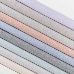 Leinen-Baumwollstoff Chambray Nadelstreifen meliert hellgrau 1,38m Breite