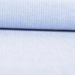 Leinen-Baumwollstoff Chambray Nadelstreifen meliert hellblau 1,38m Breite