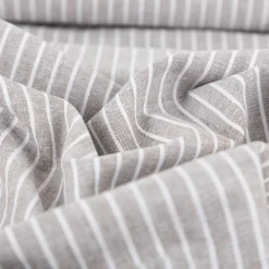 Leinen-Baumwollstoff Chambray Streifen meliert khaki-grün 1,38m Breite