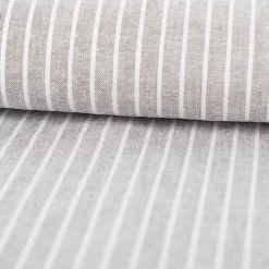 Leinen-Baumwollstoff Chambray Streifen meliert khaki-grün 1,38m Breite