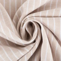 Leinen-Baumwollstoff Chambray Streifen meliert helles Beige 1,38m Breite