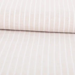 Leinen-Baumwollstoff Chambray Streifen meliert helles Beige 1,38m Breite
