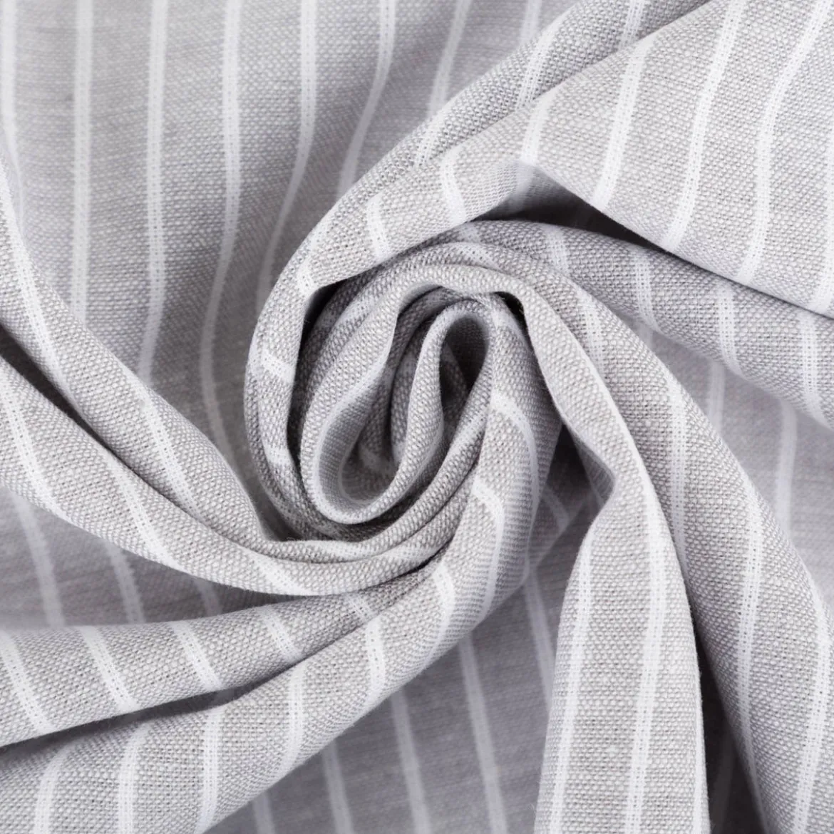 Leinen-Baumwollstoff Chambray Streifen meliert hellgrau 1,38m Breite