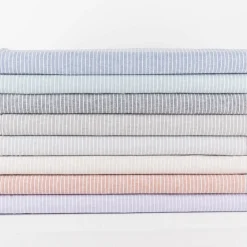 Leinen-Baumwollstoff Chambray Streifen meliert hellgrau 1,38m Breite