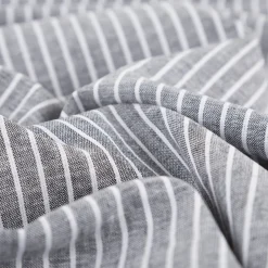 Leinen-Baumwollstoff Chambray Streifen meliert schwarz 1,38m Breite