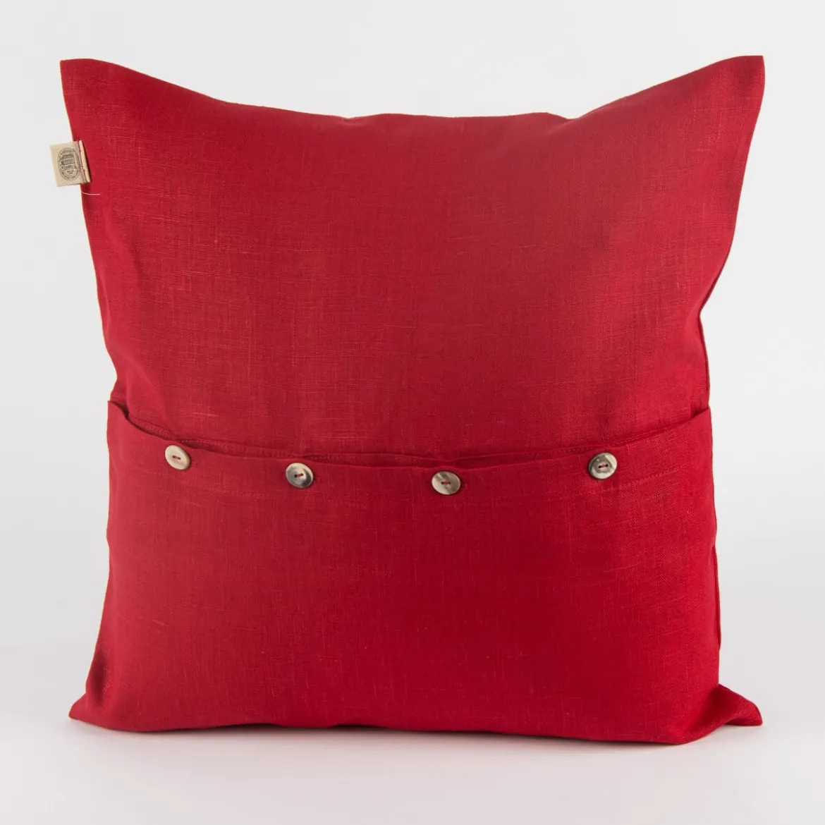Leinenkissen Leinenhülle Kissenhülle Erik mit Knöpfen rot
