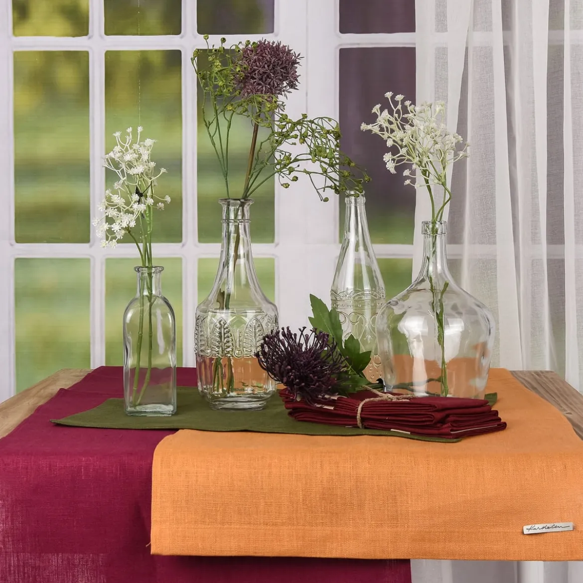 Leinenservietten Stoffservietten Erik 4 Stück 44x44cm wine dunkelrot