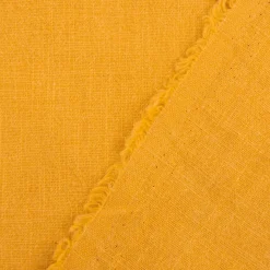 Leinenstoff mit Baumwolle in senf gelb – pflegeleichte stone washed Meterware für Sommermode & Wohntextilien