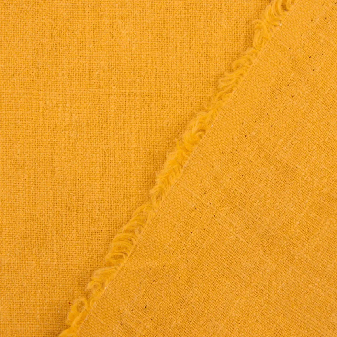 Leinenstoff mit Baumwolle in senf gelb – pflegeleichte stone washed Meterware für Sommermode & Wohntextilien