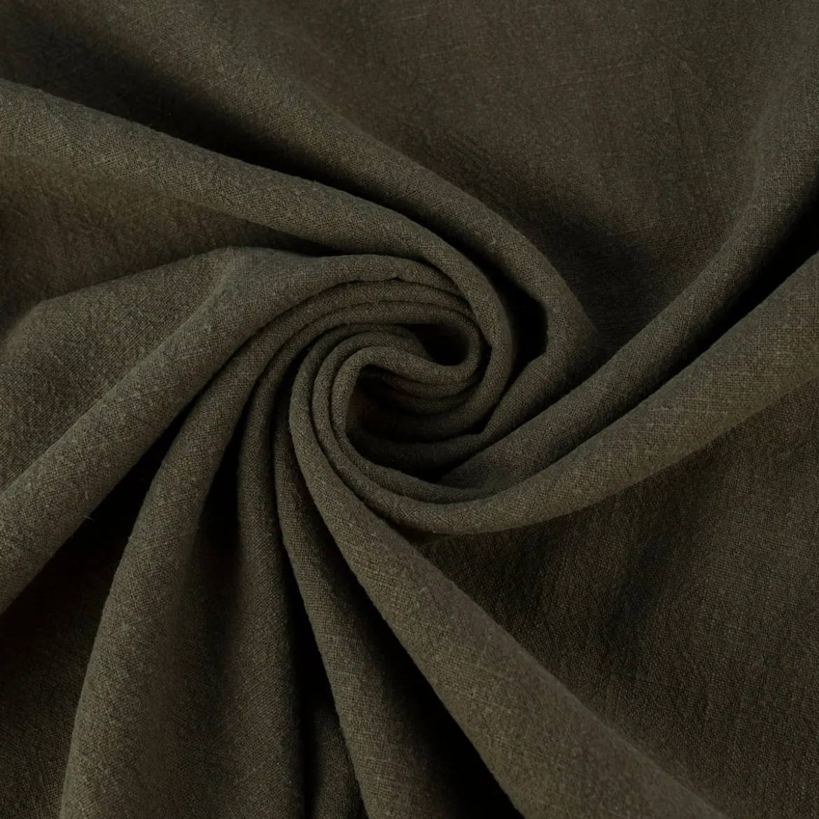 Leinenstoff mit Baumwolle in khaki – pflegeleichte stone washed Meterware für Sommermode & Wohntextilien