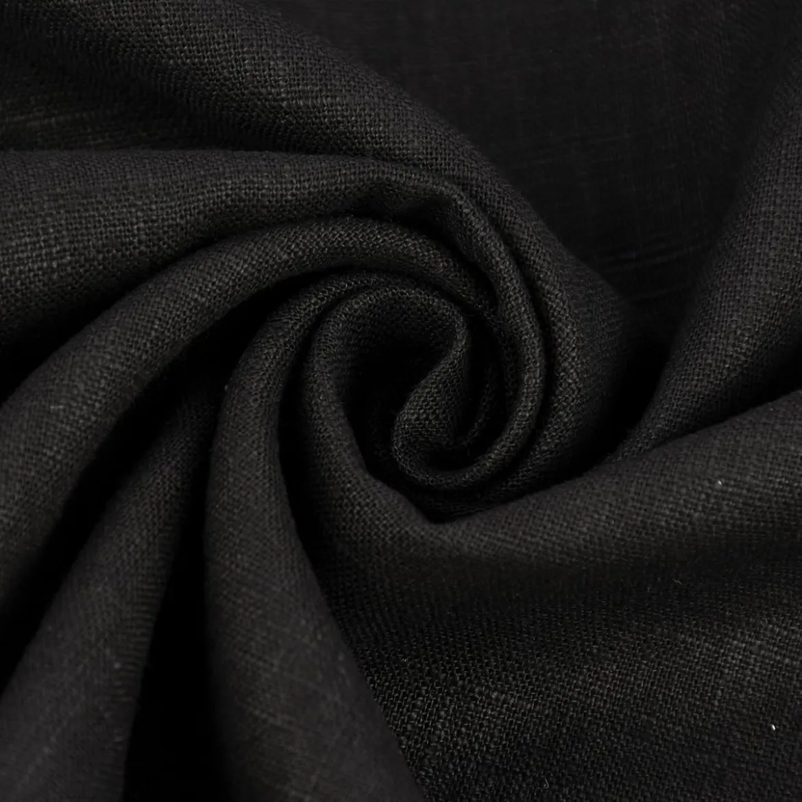 Leinenstoff mit Baumwolle vorgewaschen einfarbig schwarz 1,40m Breite