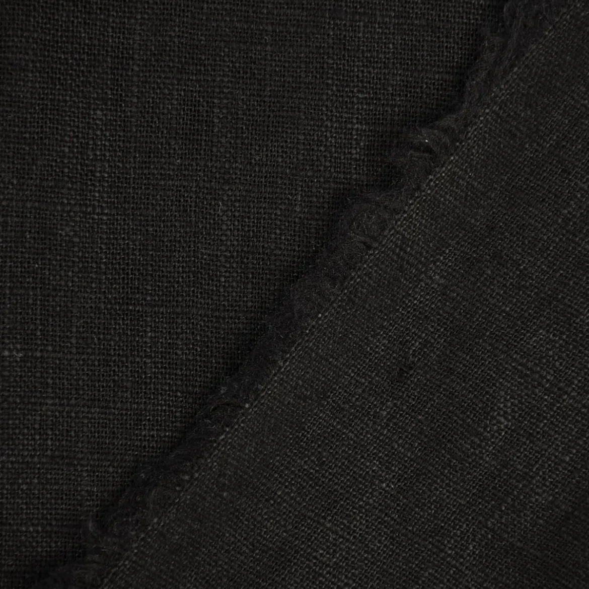 Leinenstoff mit Baumwolle vorgewaschen einfarbig schwarz 1,40m Breite