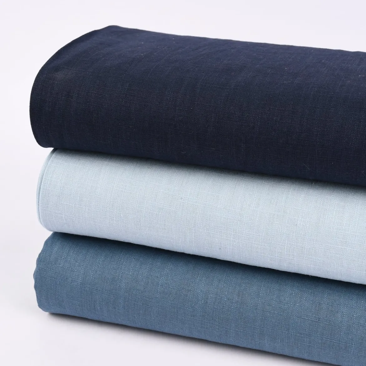 Leinenstoff mit Baumwolle vorgewaschen einfarbig jeans blau 1,40m Breite