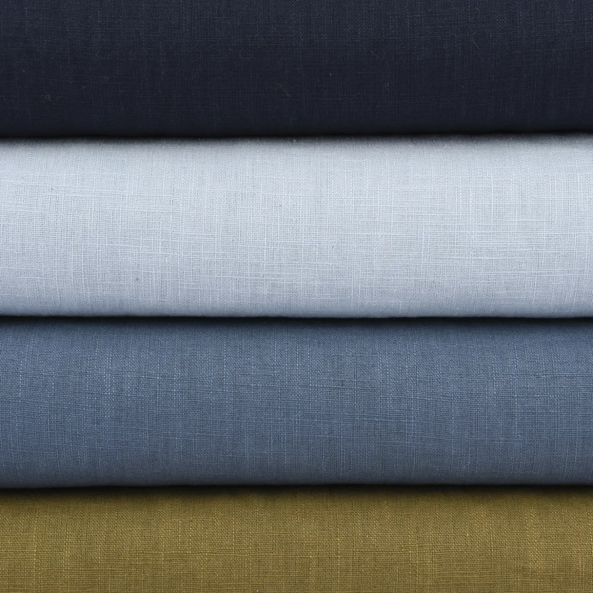 Leinenstoff mit Baumwolle vorgewaschen einfarbig jeans blau 1,40m Breite