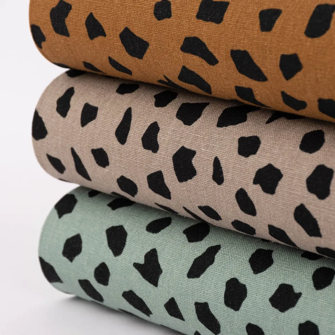 Leinenstoff mit Viskoseanteil Dots abstrakte Punkte taupe 1,35m Breite