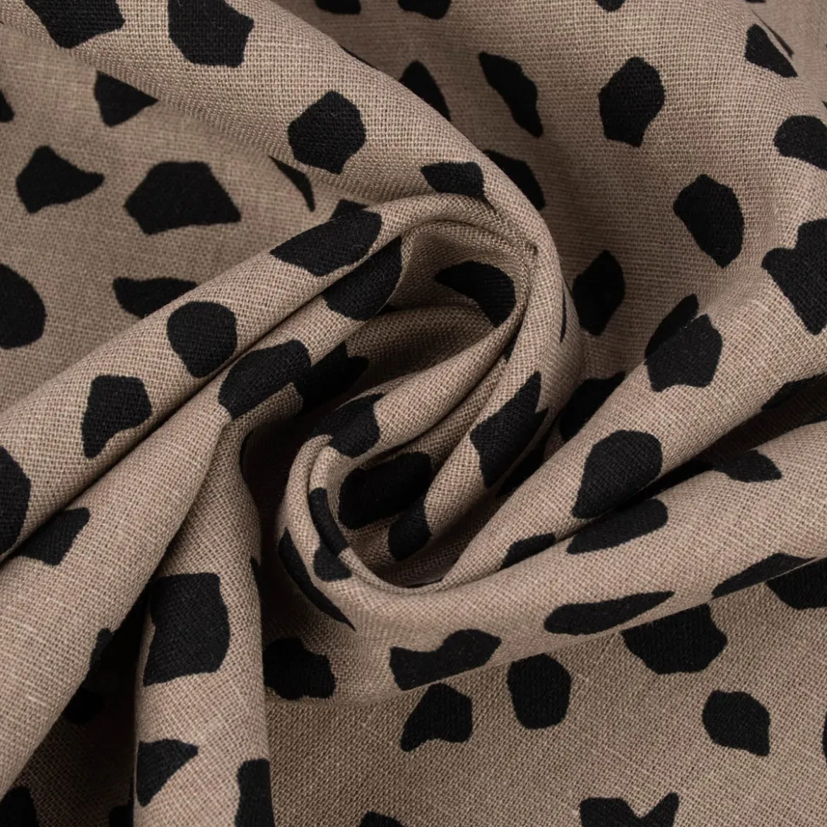 Leinenstoff mit Viskoseanteil Dots abstrakte Punkte taupe 1,35m Breite