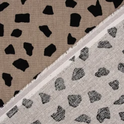 Leinenstoff mit Viskoseanteil Dots abstrakte Punkte taupe 1,35m Breite