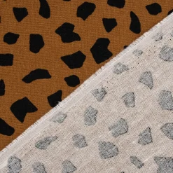 Leinenstoff mit Viskoseanteil Dots abstrakte Punkte braun 1,35m Breite