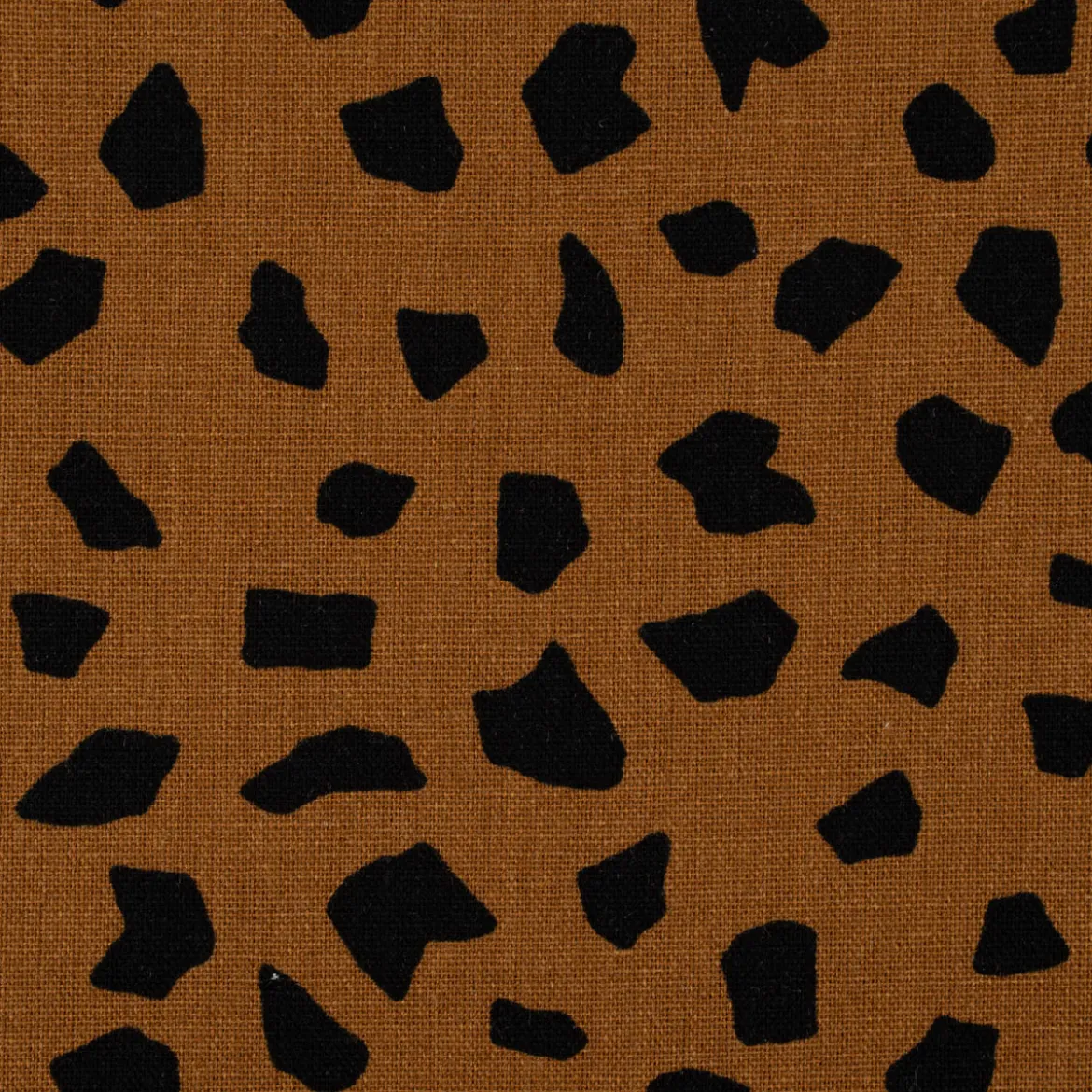 Leinenstoff mit Viskoseanteil Dots abstrakte Punkte braun 1,35m Breite