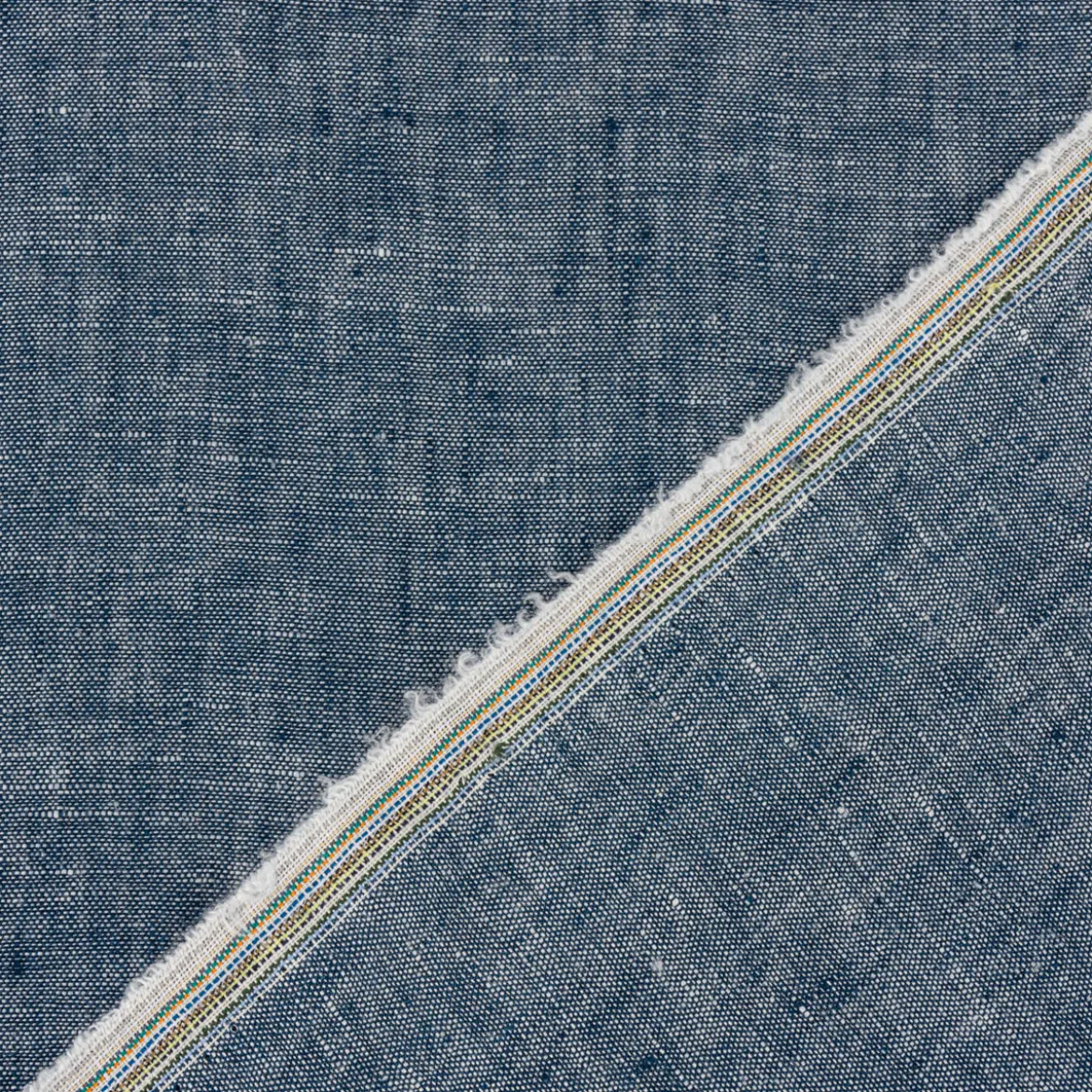 Leinenstoff Reinleinen 100% Linnen Georgio uni jeansblau meliert 1,37m Breite