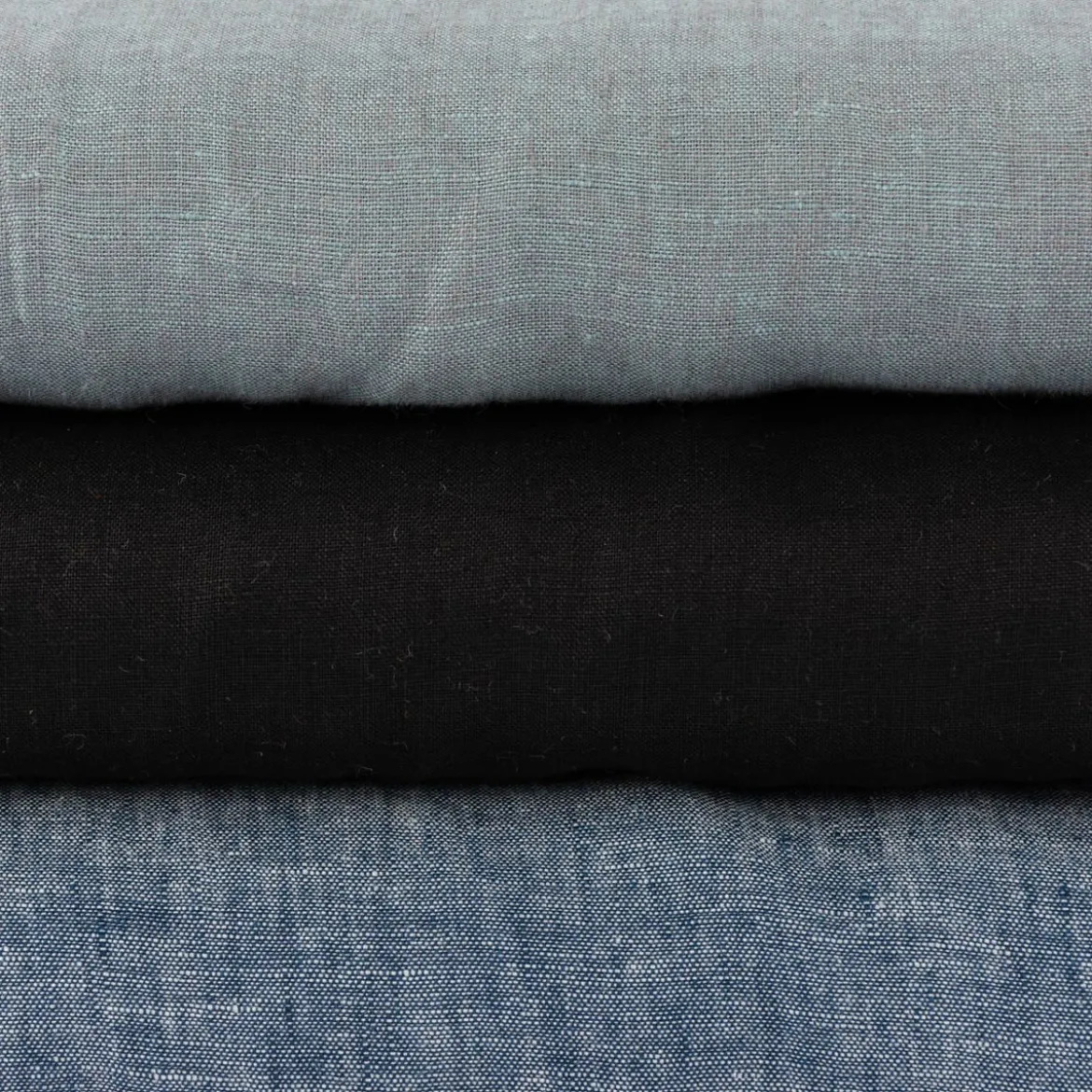 Leinenstoff Reinleinen 100% Linnen Georgio uni jeansblau meliert 1,37m Breite