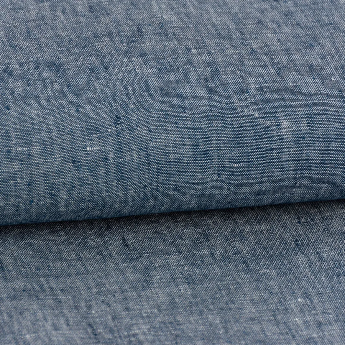 Leinenstoff Reinleinen 100% Linnen Georgio uni jeansblau meliert 1,37m Breite