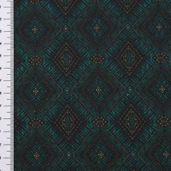 LeQuilt Patchworkstoff Baumwollstoff Popeline Kijani Ethno Rauten petrol 115cm Breite